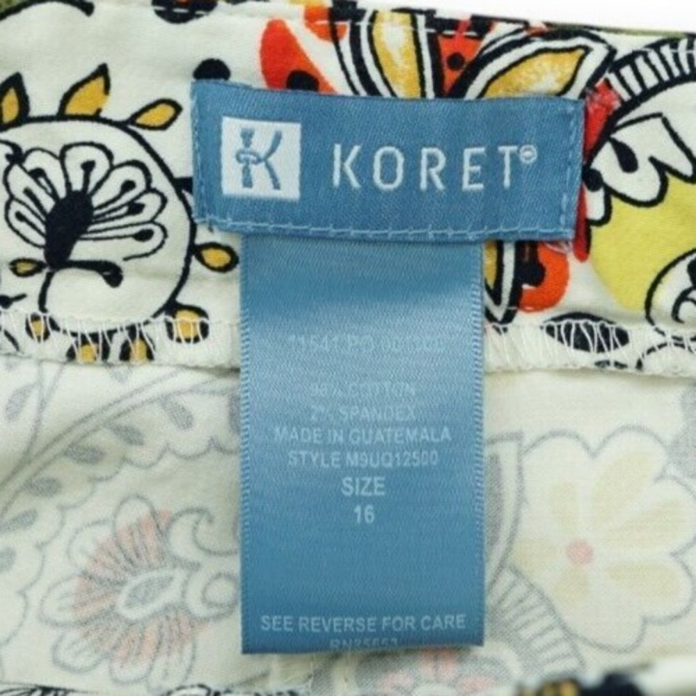 Koret Capri Pants Women's Floral Pattern Multicolor Stretch Pockets Size 16 - Picture 7 of 7